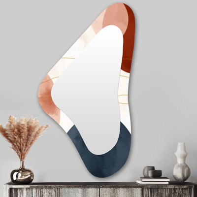 Miroir mural beige asymétrique minimaliste VI - Minimalisme abstrait
