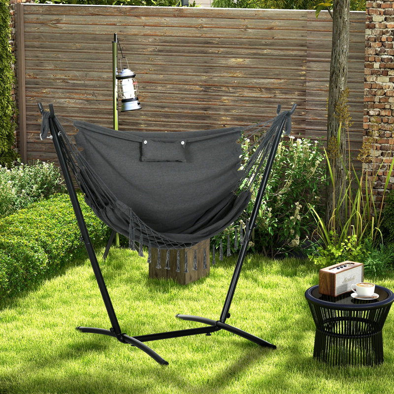 Chaise longue de hamac avec support Outsunny, Gris