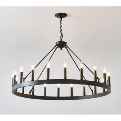 Lustre en forme de roue de chariot mat de 53,15 pouces avec 30 lumières (ampoules non comprises) - E12