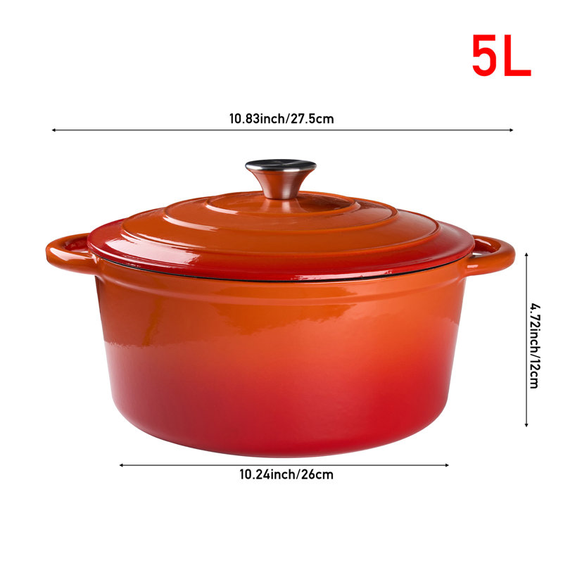 Breeins 5L Cast Iron Stock Pot, Red
