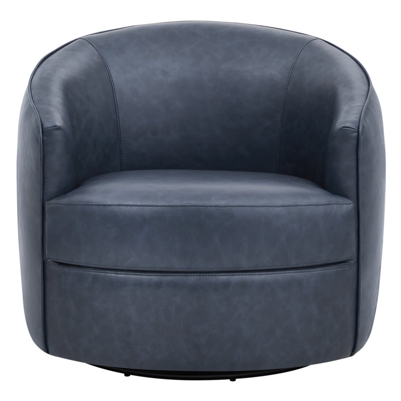 Fauteuil demi-tonneau Bernhardiène, Similicuir bleu