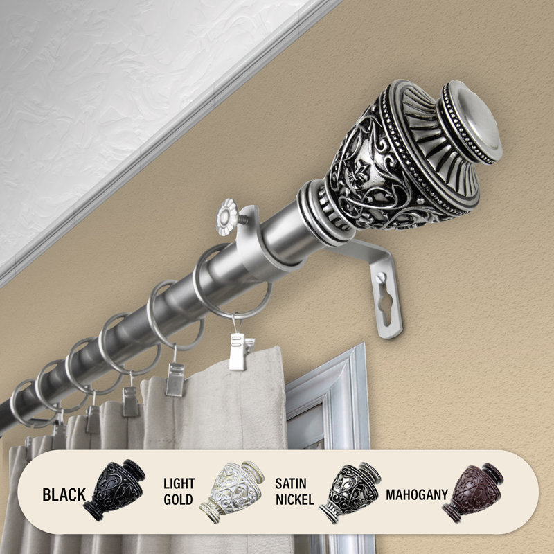 Tringle à rideau simple réglable de 1 po DeWitt, Nickel satiné, 48" – 84"