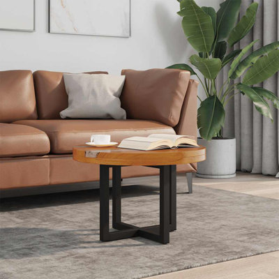 Table basse avec finition laquée, faite à la main, 23,6 po x 15,8 po, bois de teck massif, multicolore