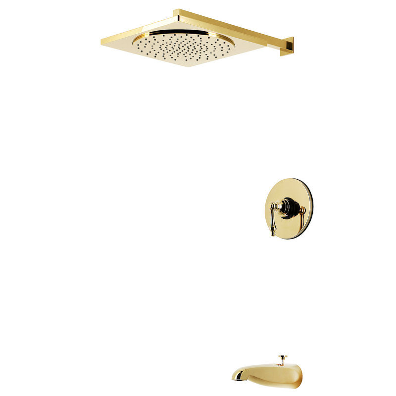 Robinet de baignoire et douche à pression équilibrée Kingston, Polished Brass