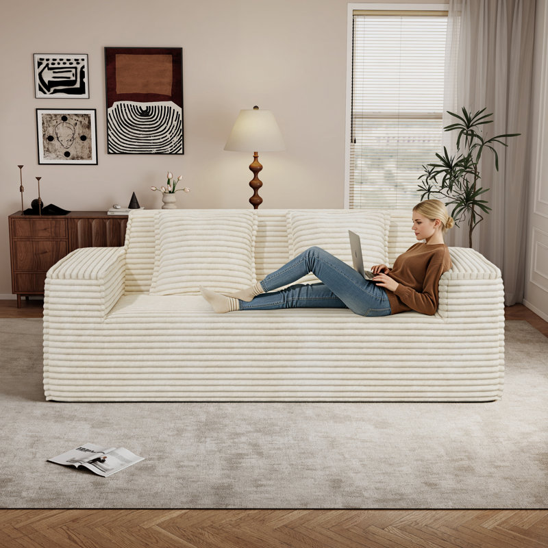 2 Seater Corduroy Loveseat, Beige