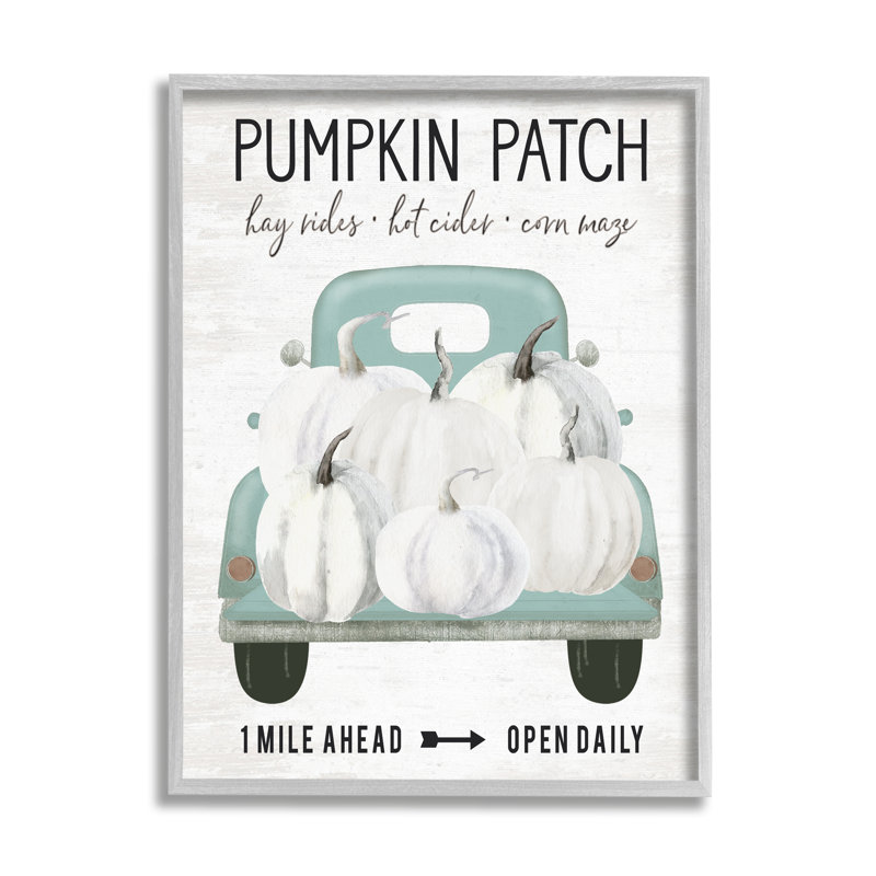 «Pumpkin Patch Mile Ahead Sign», H 14 po x l 11 po x P 1,5 po, Estampe numérique Farmhouse