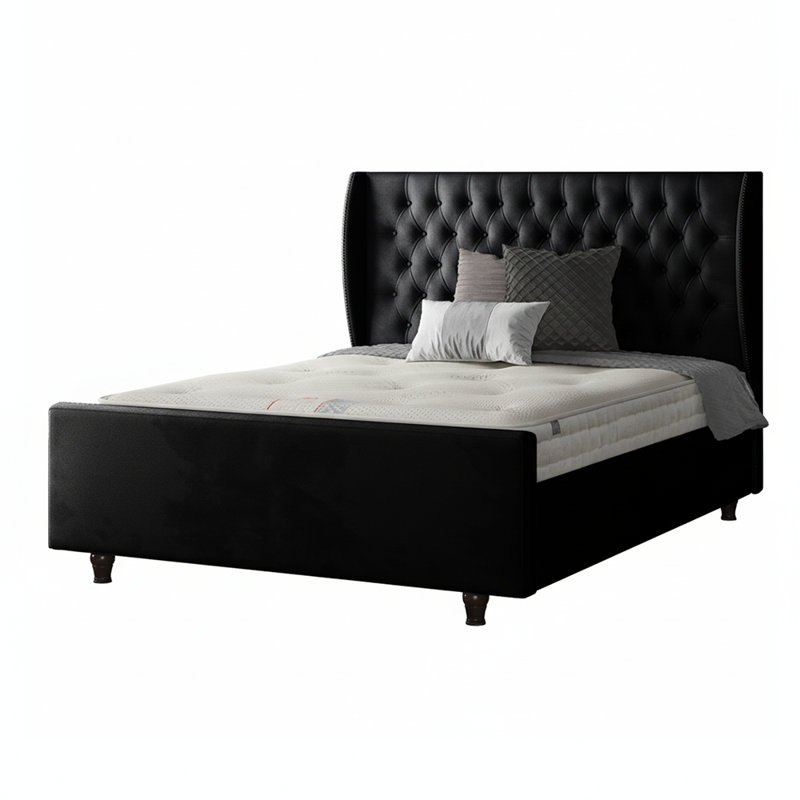 Bartelt Upholstered Bed, Black, Single (3')
