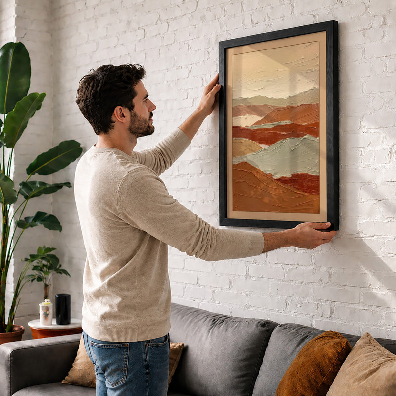 Desert Horizons Minimalist - Framed Print, A4 - 29.7 x 21.0 cm, Walnut