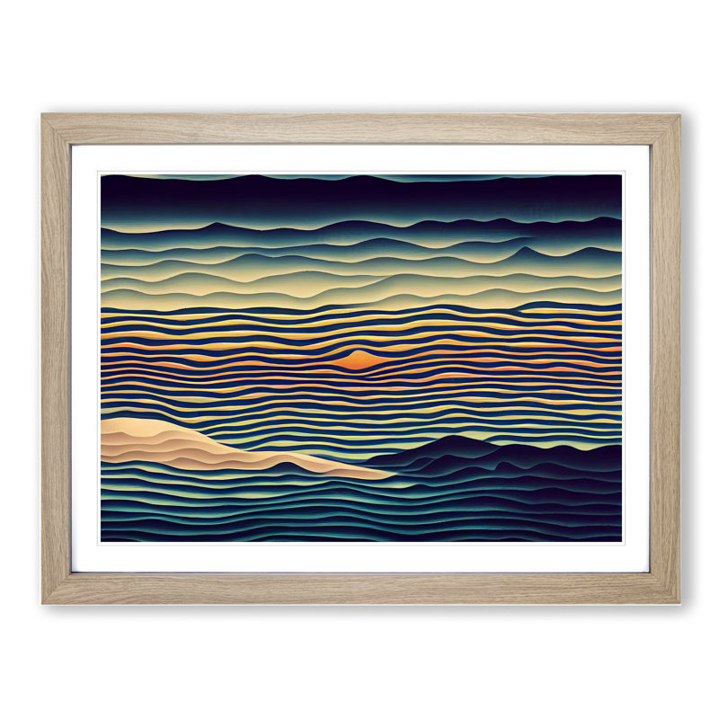 Exquisite Abstract Mountains - Single Picture Frame Print, 34cm H x 46cm W x 2cm D, Oak