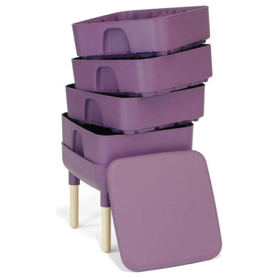 FCMP Outdoor Essential Living Worm Composter Bin, 4-Tray Indoor System, Plum