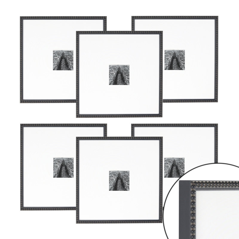 Cadre photo en bois - ensemble de 6, Noir, 5 po x 5 po