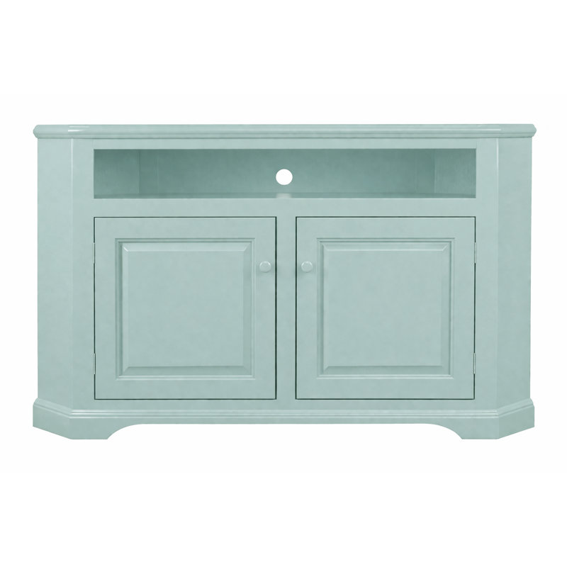 Inouye Unfinished Corner TV Stand for TVs up to 65", Light Blue