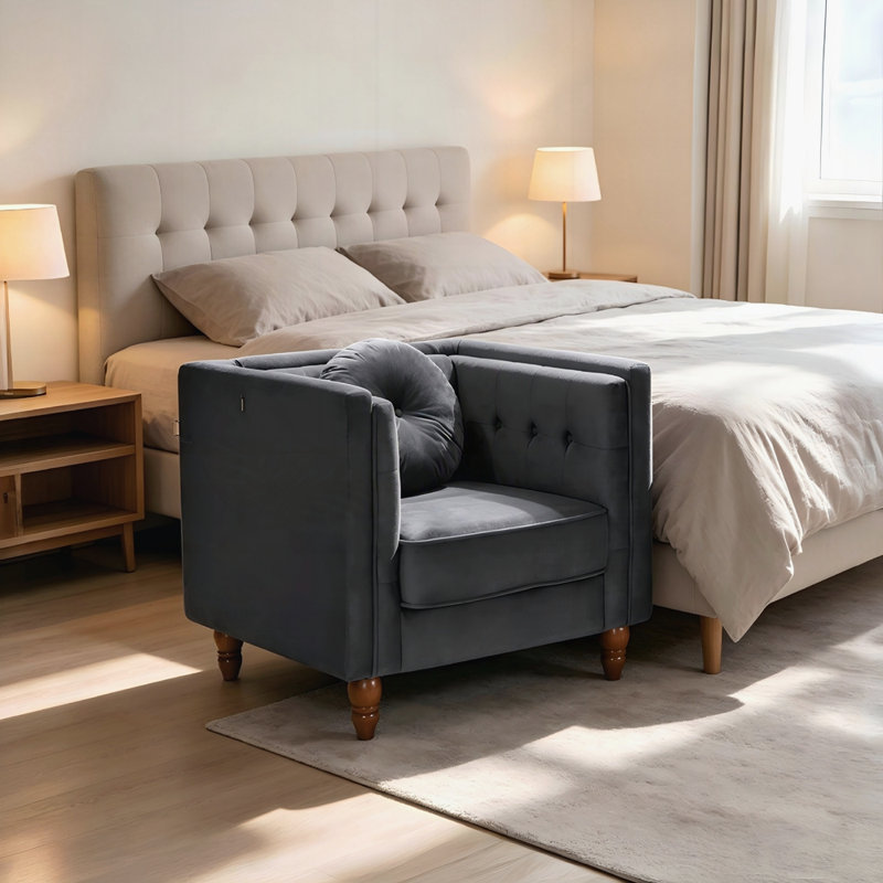 Canapé simple classique pour salon Chesterfield, Black