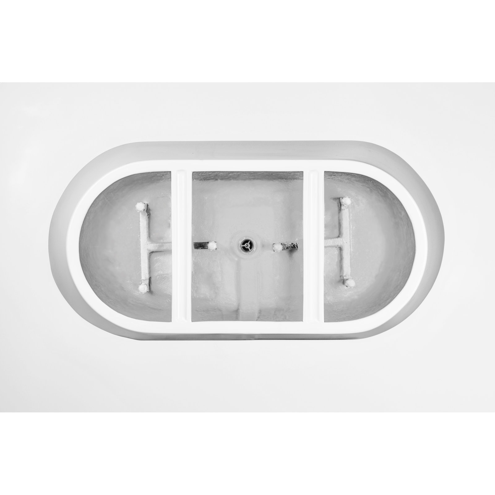 Iris 54" Freestanding Soaking Acrylic Bathtub, White/Titanium Gold