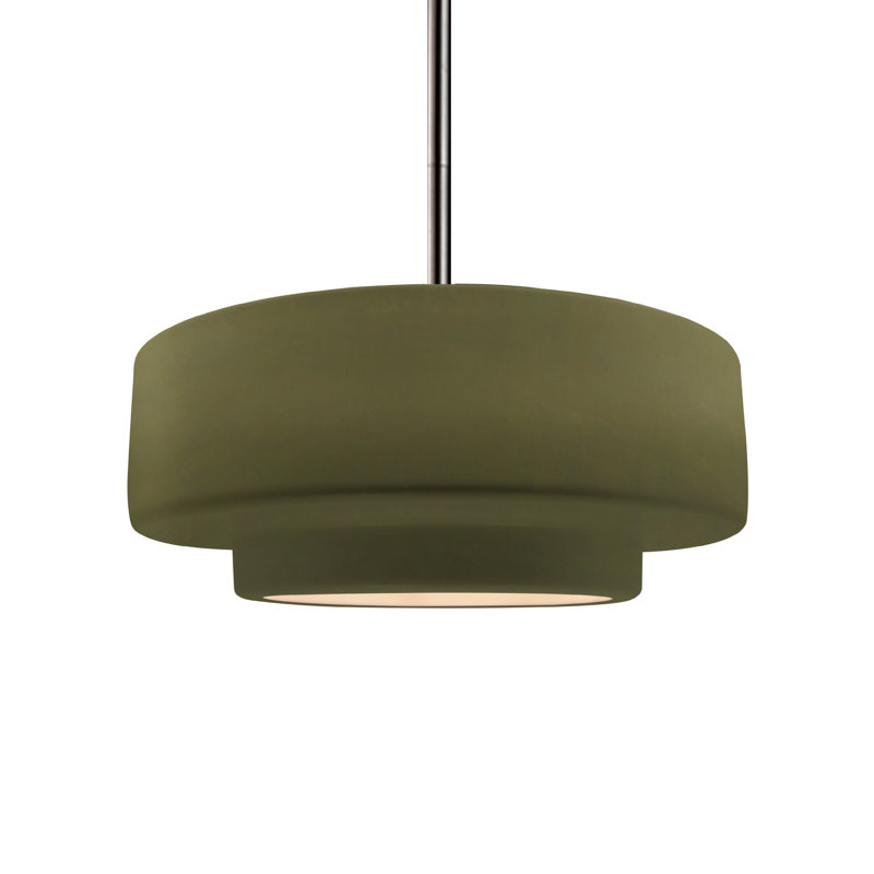 Luminaire suspendu à 1 lumière Meydan, Vert mat, H 5,25 po x l 14,5 po x P 14,5 po, Nickel brossé