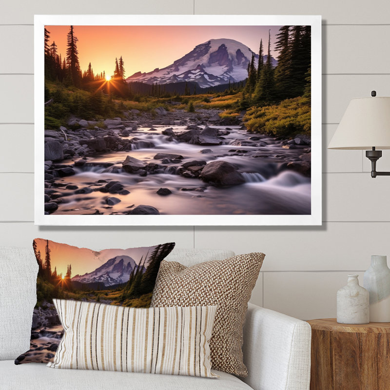 «Washington Mount Rainier National Park II», reproduction d'art sur toile, Cadre simple blanc, H 34 po x l 44 po x P 1,5 po