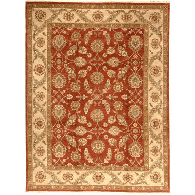 Tapis rouille et beige noué à la main de haute qualité