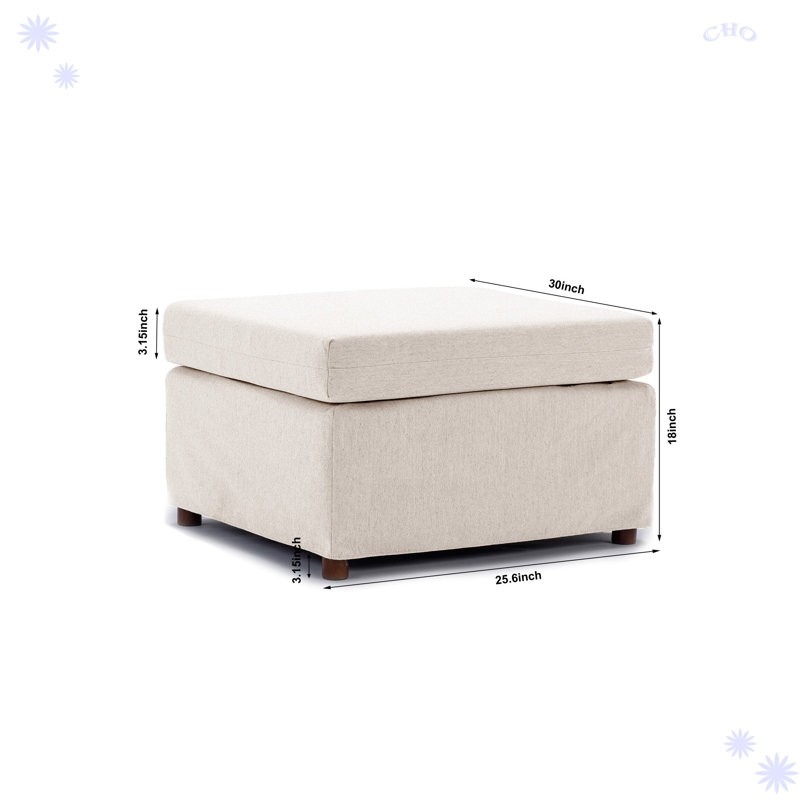 Canapé modulaire 3 pièces Idona, Mélange de lin crème