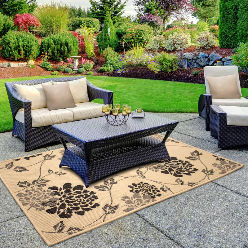 Tapis d'intérieur / extérieur lavables en machine Laura Ashley Chrys , 5 pi x 8 pi