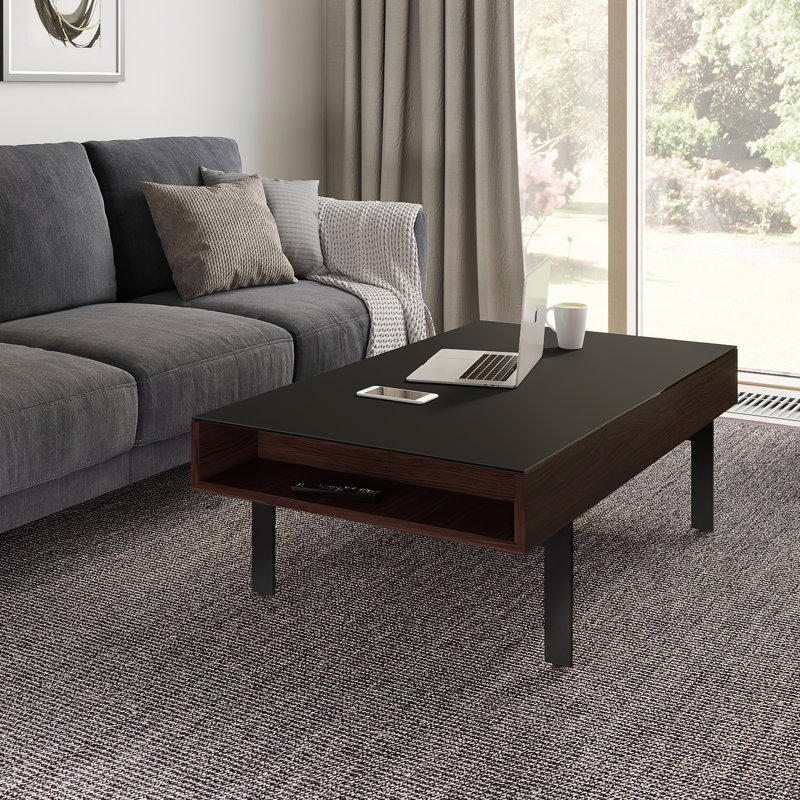 Reveal Glass Coffee Table, Chocolate Stained Walnut
