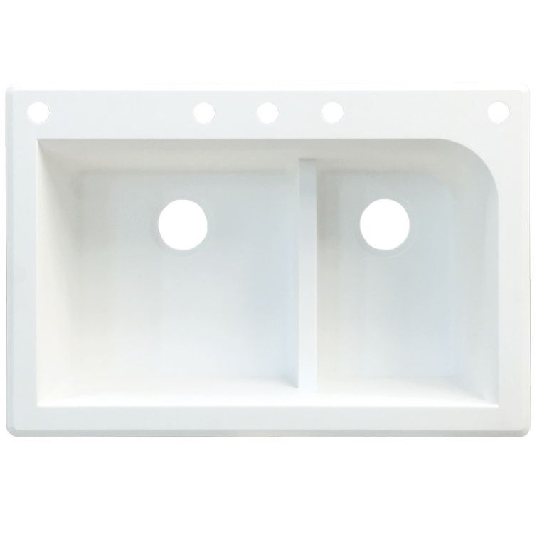 Radius 33'' L Drop-In Double Bowl Granite Kitchen Sink