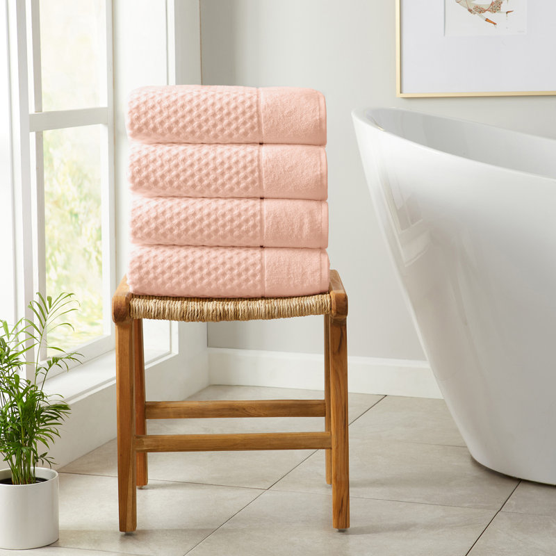 Ensemble de serviettes 100% coton ultra doux et absorbant, Rose, Serviettes de bain - paquet de 4