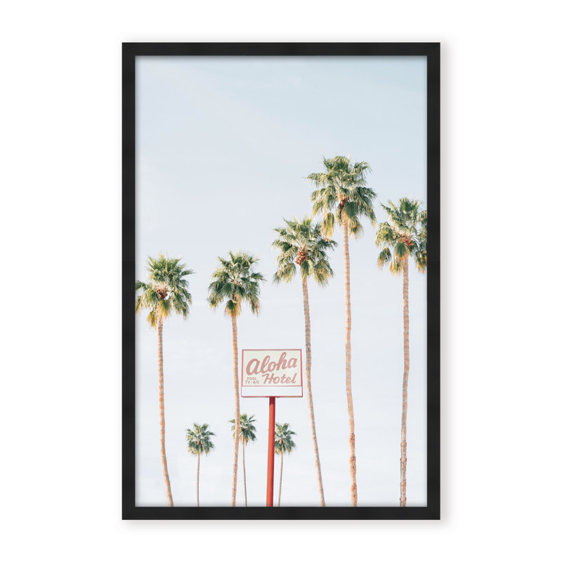 Coastal Retreat Aloha Hotel by  - Picture Frame Photograph on Paper, 24" H x 16" W x 1.125" D, Beige, Framed Matted Print