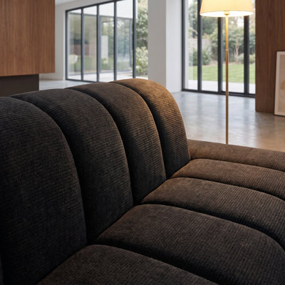 Modern Semi-Curved Modular Sofa with Ottoman - Luxury Chenille Sectional for Flexible Living