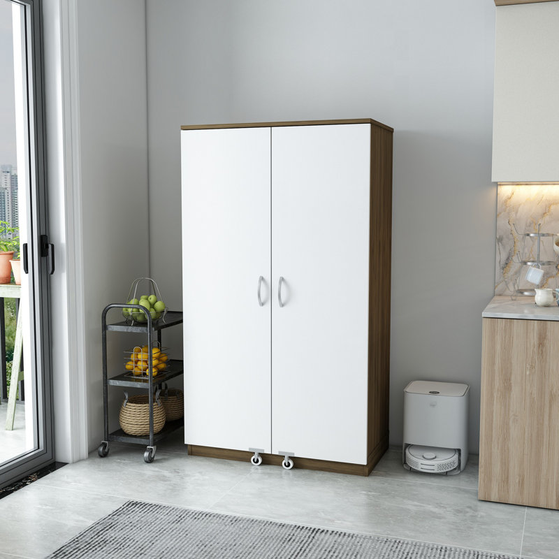 Armoire polyvalente, Blanc / Brun foncé