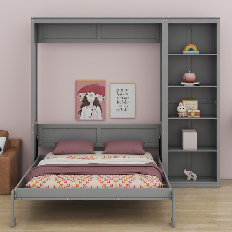 Lit escamotable mural avec tablettes Murphy, Gris