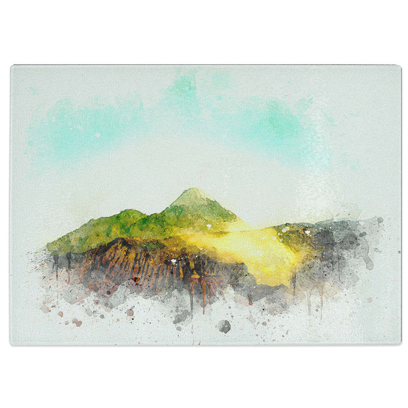 Tempered Glass Volcano in Iceland in Abstract Cutting Board, 28.5 cm W x 20 cm L