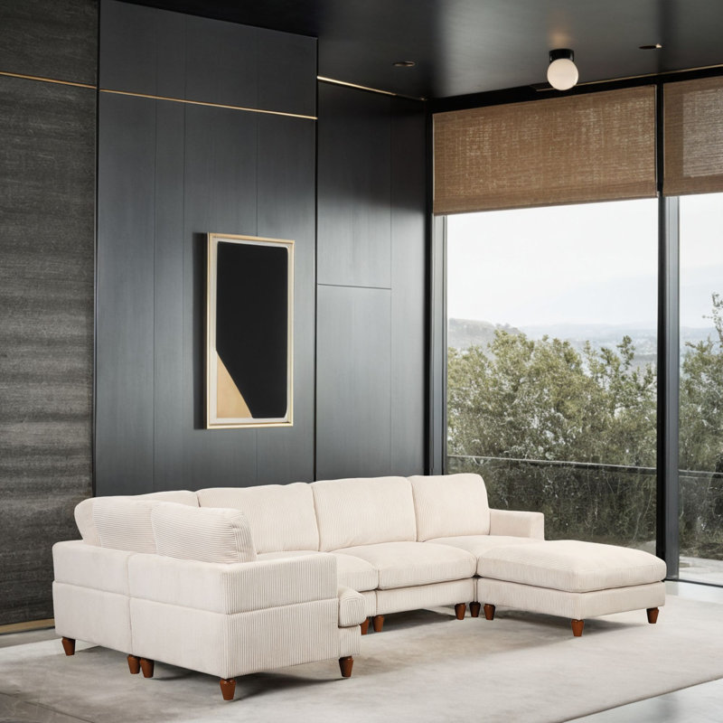 Canapé modulaire 6 pièces Chaparosa, Mélange de polyester beige