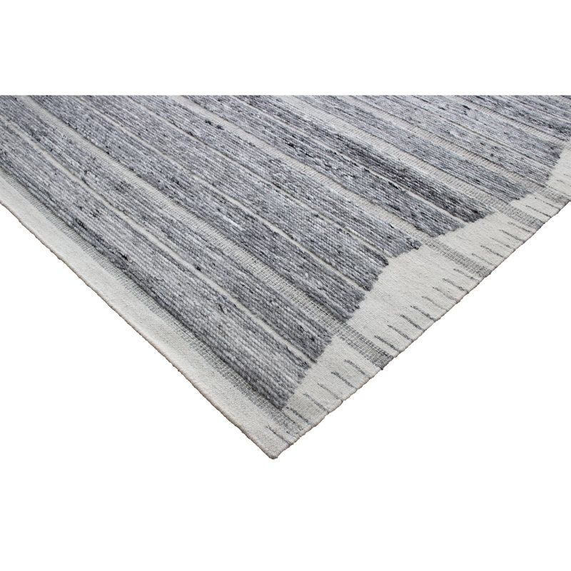 Wool Striped Area Rug, Rectangle 6' x 9'