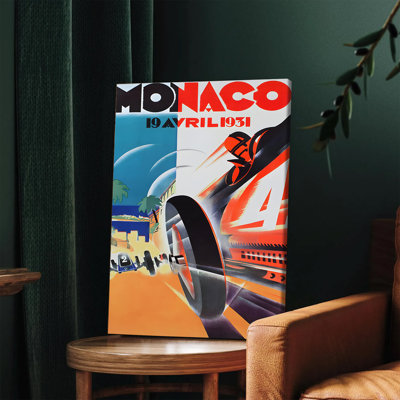 1 pièce, art mural, affiches encadrées, Grand Prix de Monaco 1931, affiche de course, art mural sur toile, Formule 1 rétro, impression de voiture de course pour le salon, bureau, garage, décor, classique, sport automobile, souvenirs, œuvre d'art, cadeau pour les amateurs de voitures