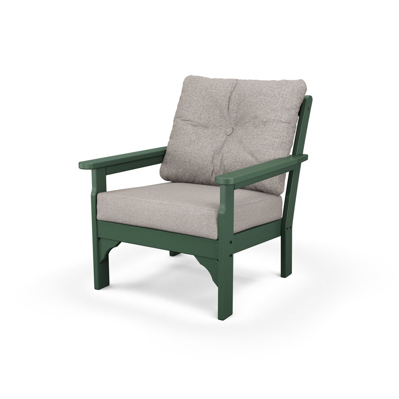 Lakeside Vineyard Deep Seating Chair in Green / Weathered Tweed