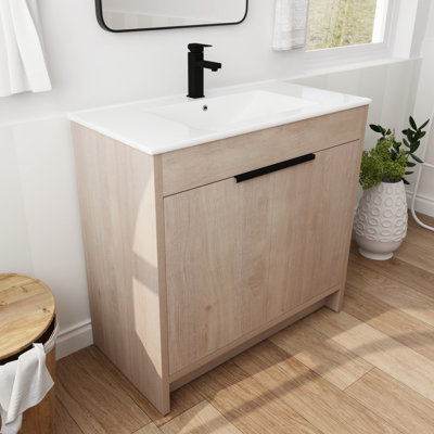 Meuble-lavabo simple 35,95 po avec plateau en céramique Toochi