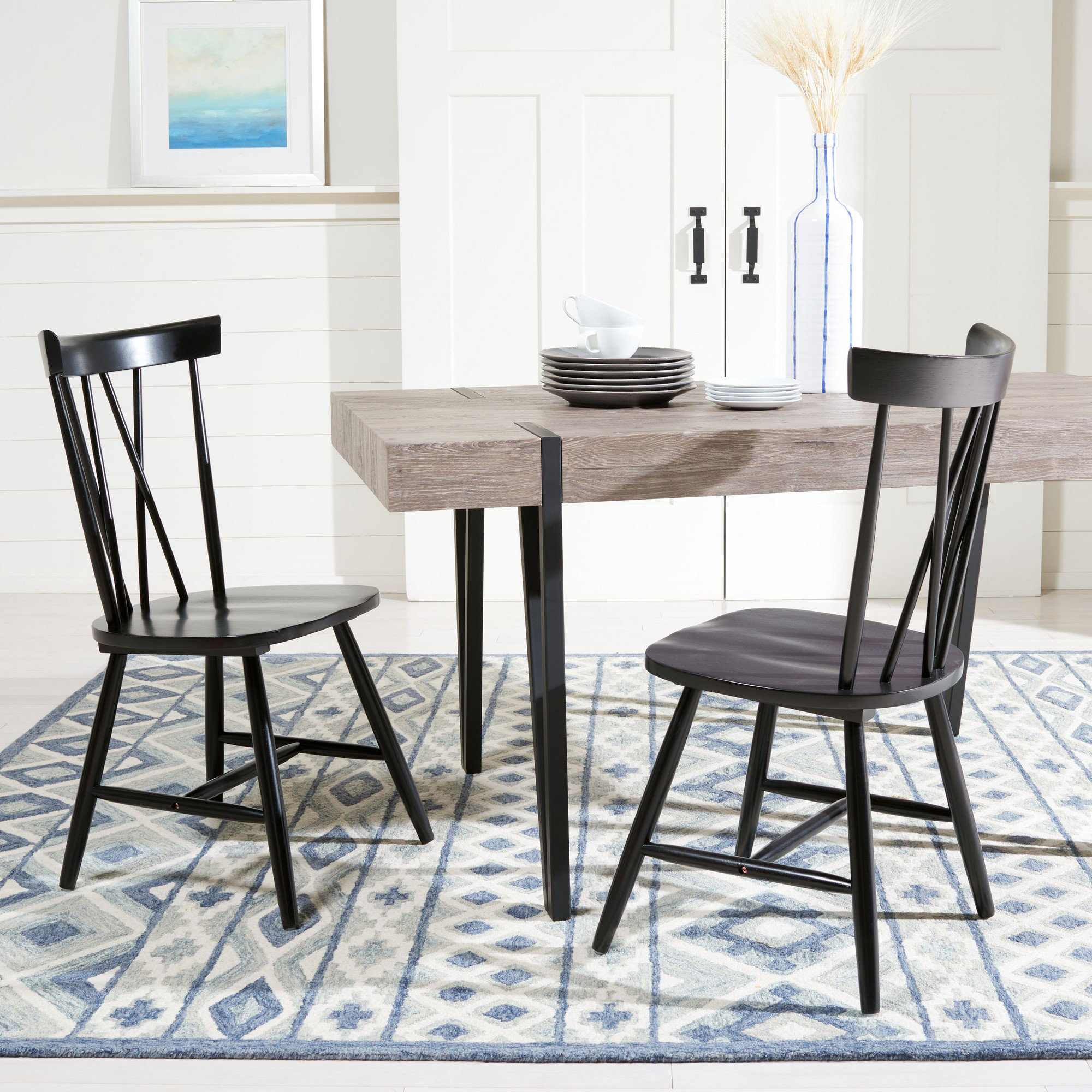 Porschia Cross Back Side Chair, Black