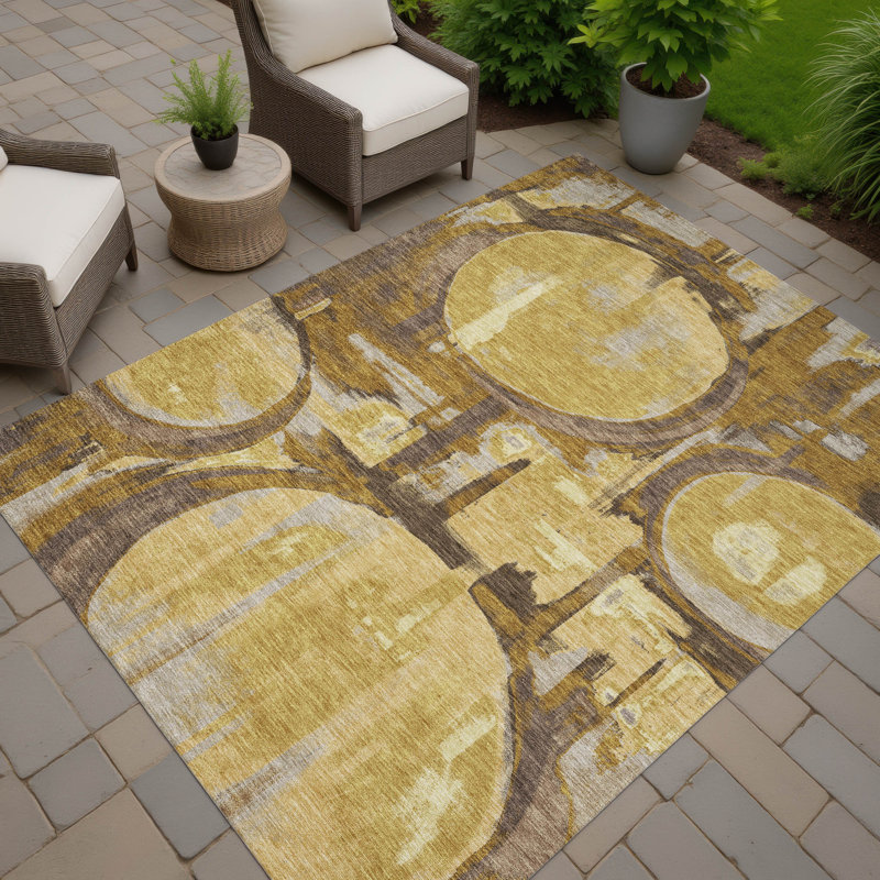 Machine Washable Indoor/Outdoor Chantille ACN2615 Abstract Rug, Walnut, 3' x 5'