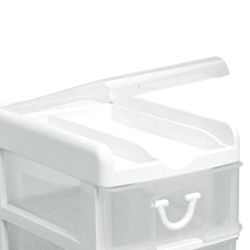 Gracious Living Mini 2 Drawer Desktop Organizer With Flip Top, White (3 Pack)