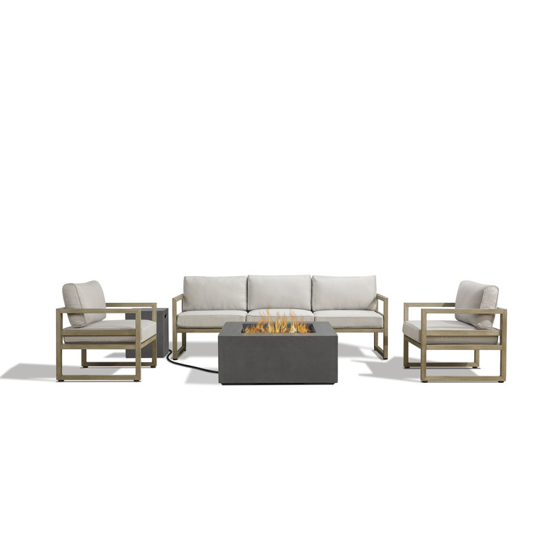 Aegean 4 Seat Outdoor Patio Furniture Set With Fire Table