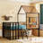 Twin Size Metal Loft Bed In Black. Structure. House-Shaped With Cute Roof & Window. Guardrails For Secure Sleep. Improves Sleeping Quality. 78.1"L X 41"W 76.5"H. Assembly Required Black Bed. Stable-265860576