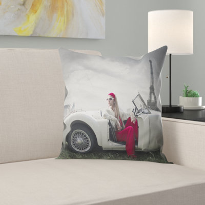 Fashion Woman in Car - Cars Printed Pillow