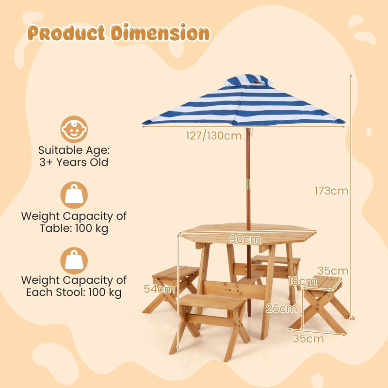4 - Person Wood Patio Dining Set with