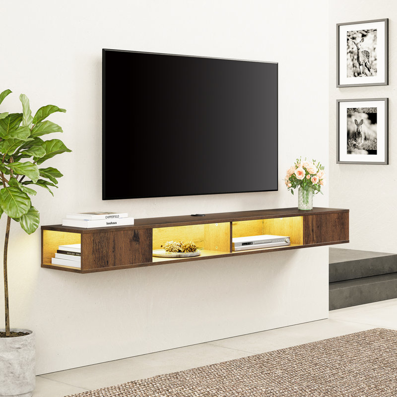 Meuble audio-vidéo Doaa, Blanc / gris, H 7,1 po x l 70,5 po x P 11,8 po