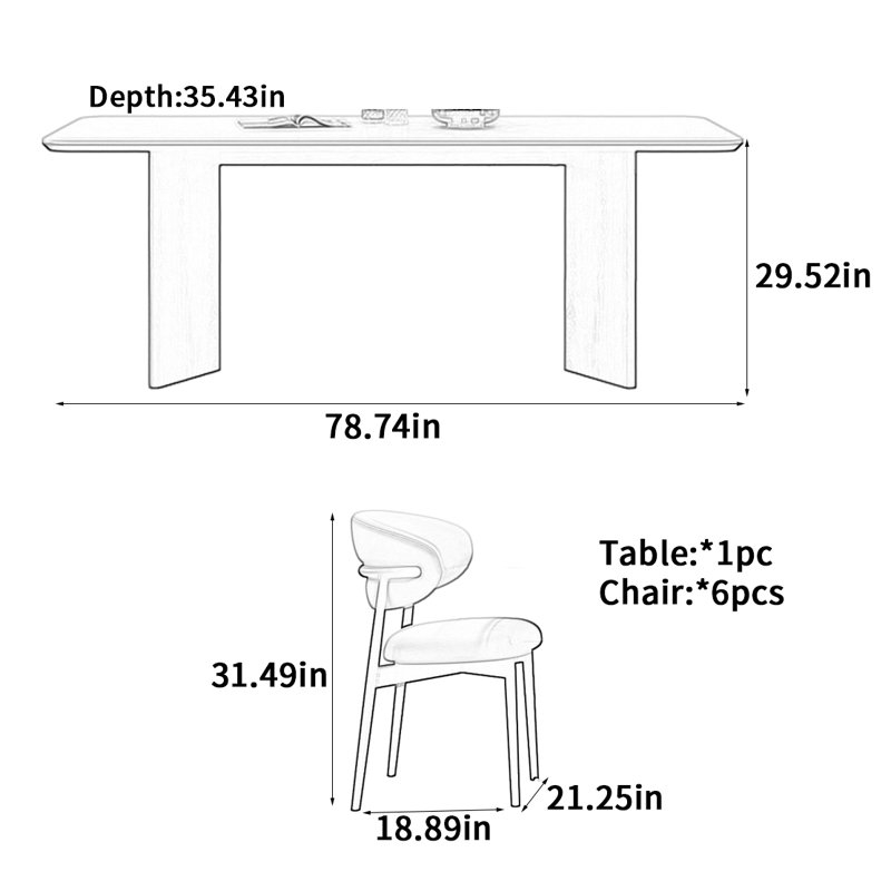 Table de salle à manger French Vintage, H 29,52 po x L 78,74 po x l 35,43 po