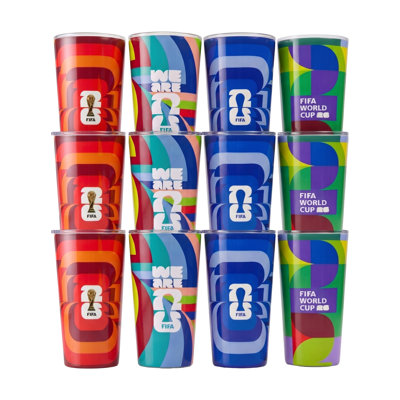 Ensemble de 12 verres à gin Highball / Pinte de la Fifa - motifs de soccer assortis 16 oz - ensemble de collection officiel