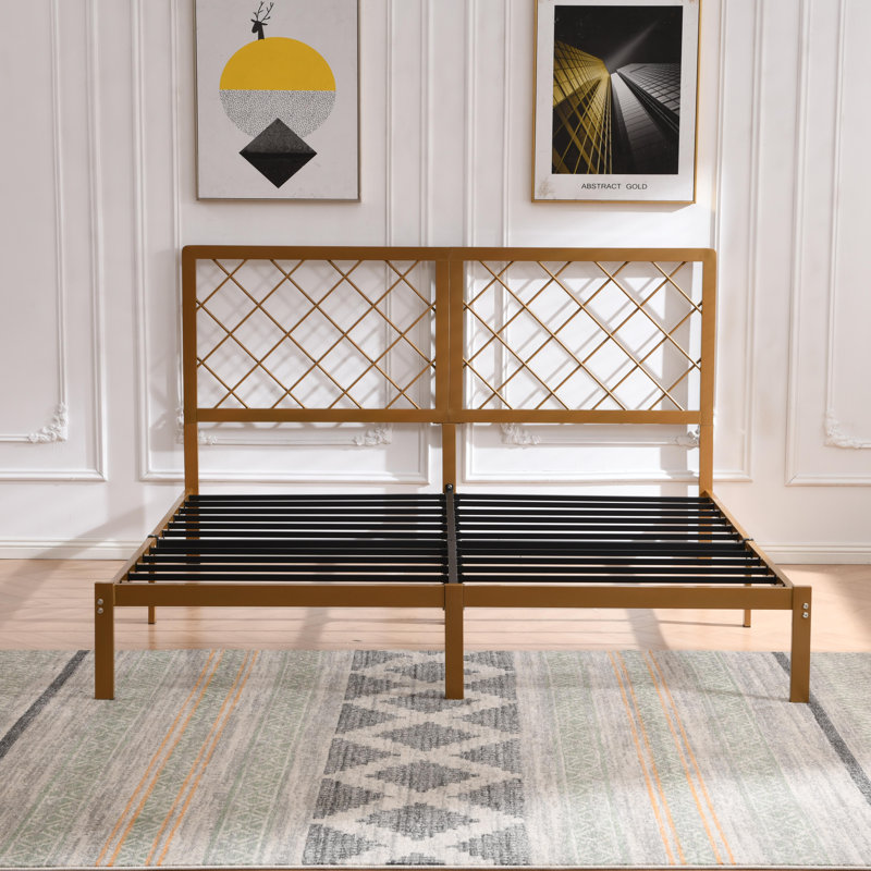 Konrad Metal Platform Bed, Gold, King