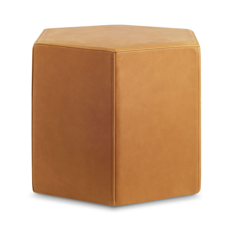 Hecks Hexagon Ottoman, Camel Genuine Leather