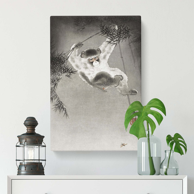 Monkey on a Bamboo Branch by Ohara Koson - Wrapped Canvas, 61 cm H x 40.6 cm W