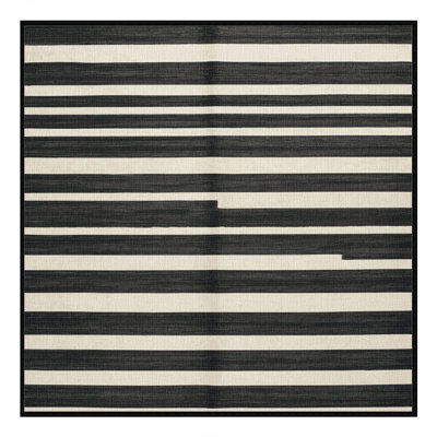 Machine Washable Horizontal Stripes Grey Area Rug